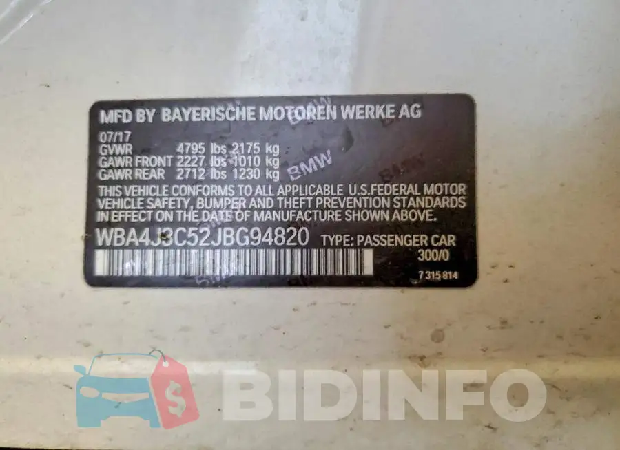 WBA4J3C52JBG94820 Photo# 12