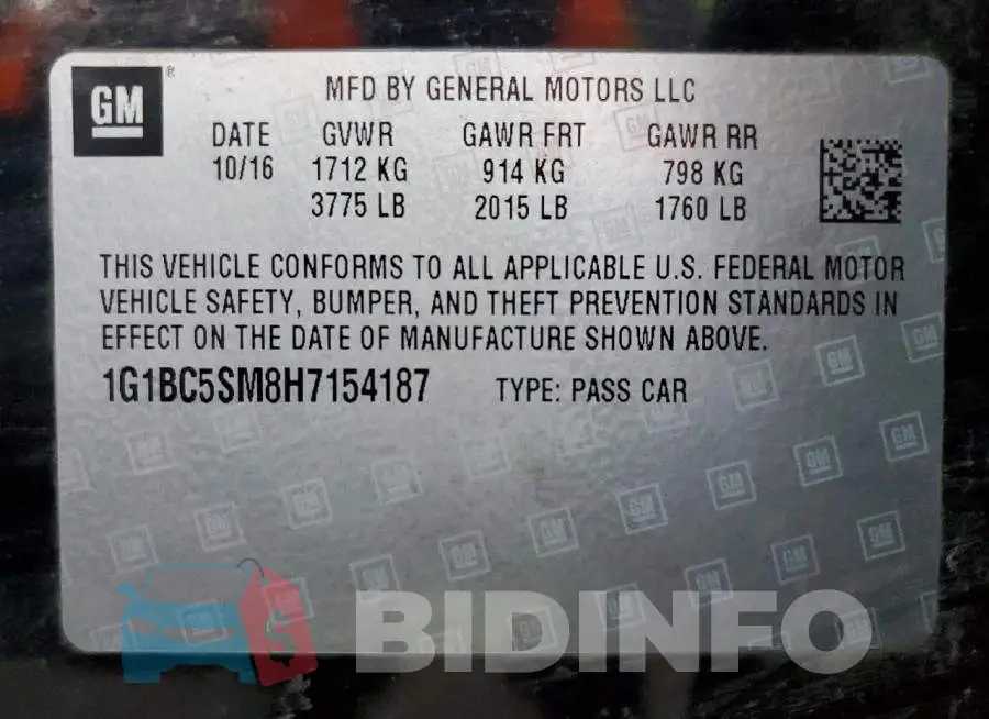 1G1BC5SM8H7154187 Photo# 12