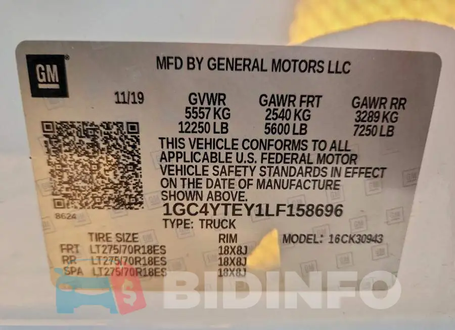 1GC4YTEY1LF158696 Photo# 12