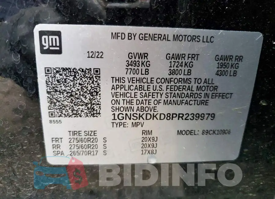 1GNSKDKD8PR239979 Photo# 14