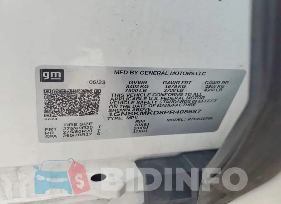 1GNSKMKD8PR408687 Photo# 14