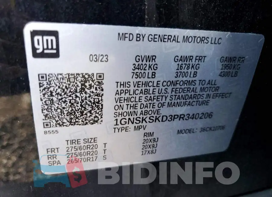 1GNSKSKD3PR340206 Photo# 14