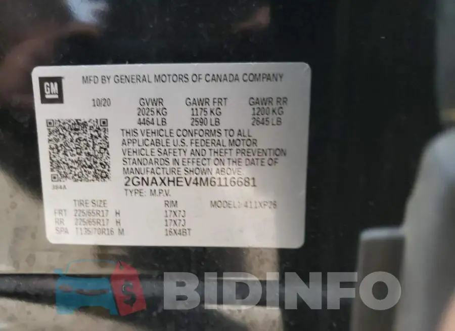2GNAXHEV4M6116681 Photo# 13