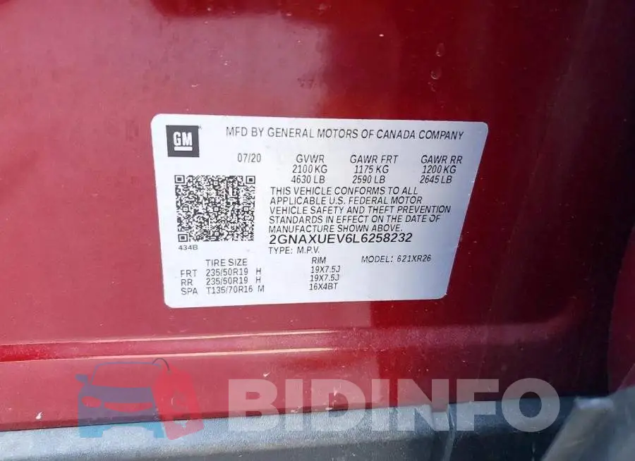 2GNAXUEV6L6258232 Photo# 12