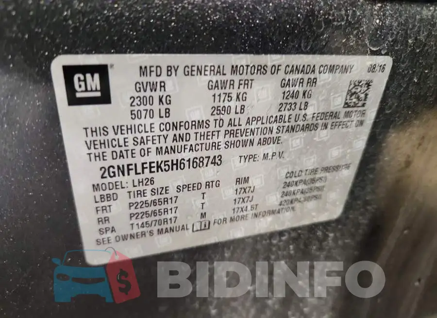 2GNFLFEK5H6168743 Photo# 13