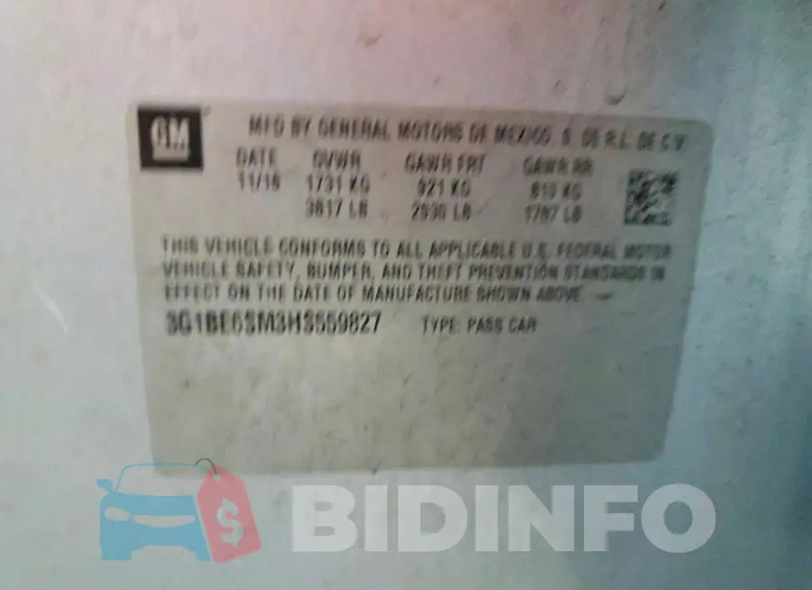 3G1BE6SM3HS559827 Photo# 13