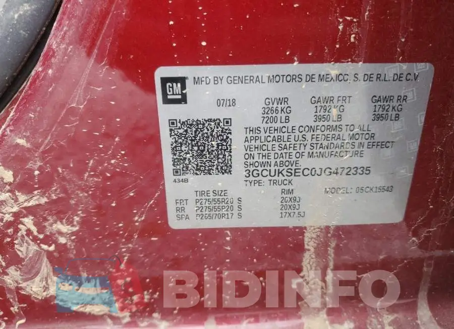 3GCUKSEC0JG472335 Photo# 12