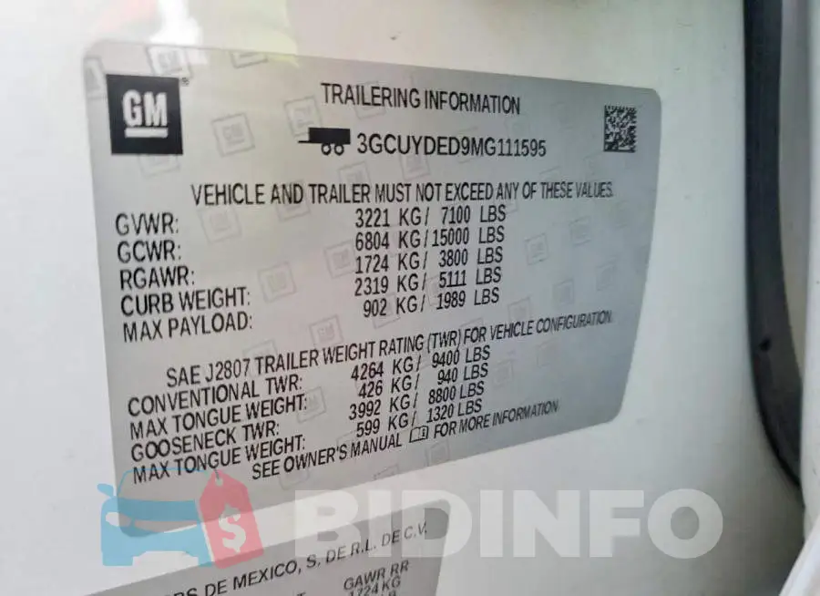 3GCUYDED9MG111595 Photo# 12