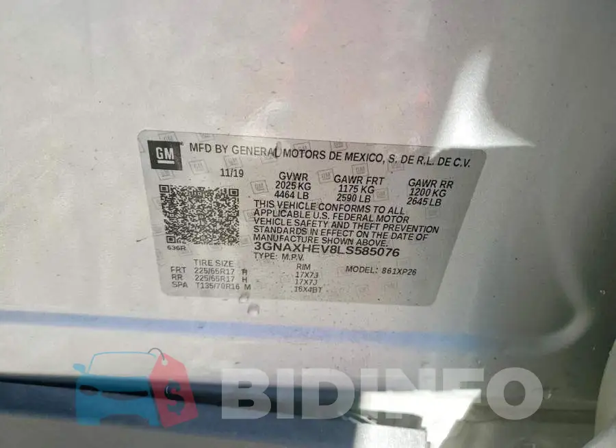 3GNAXHEV8LS585076 Photo# 12