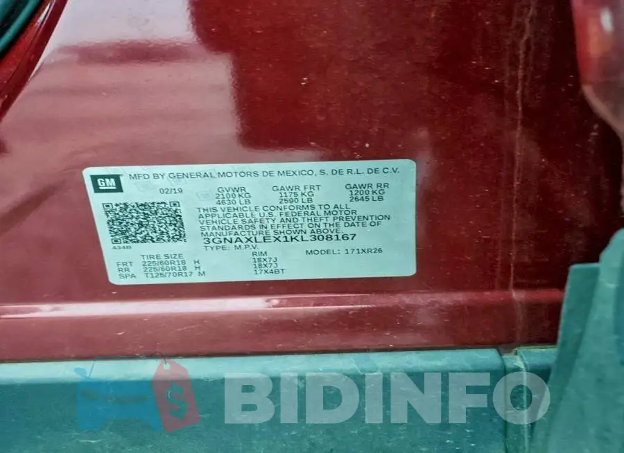3GNAXLEX1KL308167 Photo# 13