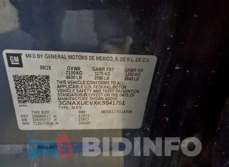 3GNAXUEVXKS541751 Photo# 13