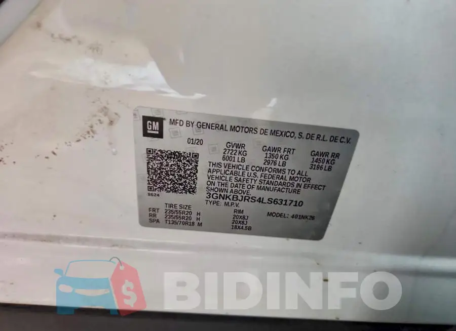 3GNKBJRS4LS631710 Photo# 13