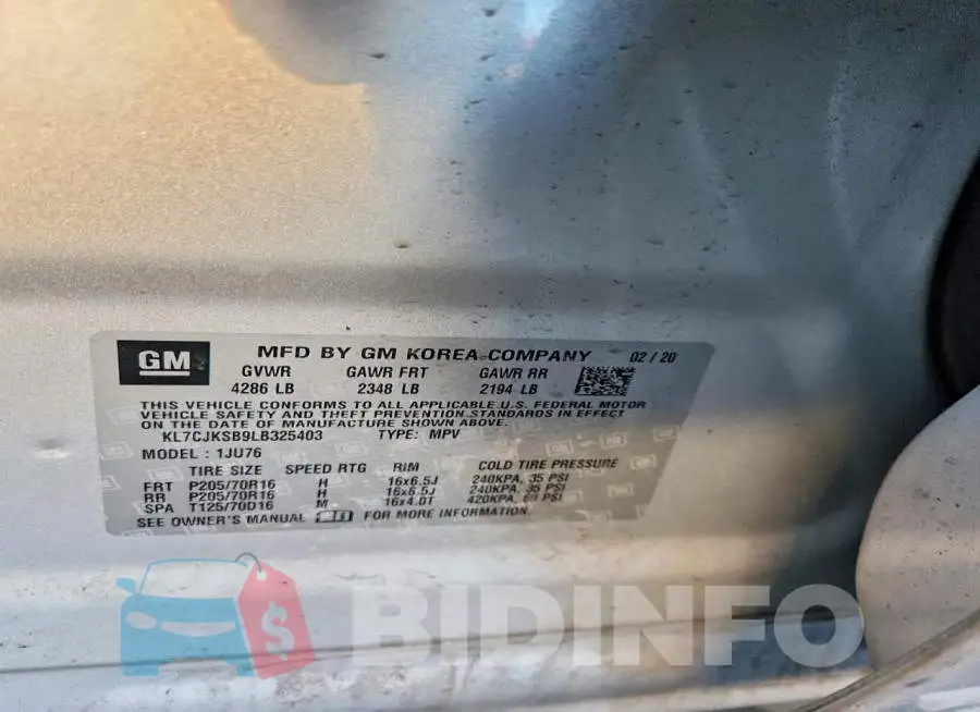 KL7CJKSB9LB325403 Photo# 12