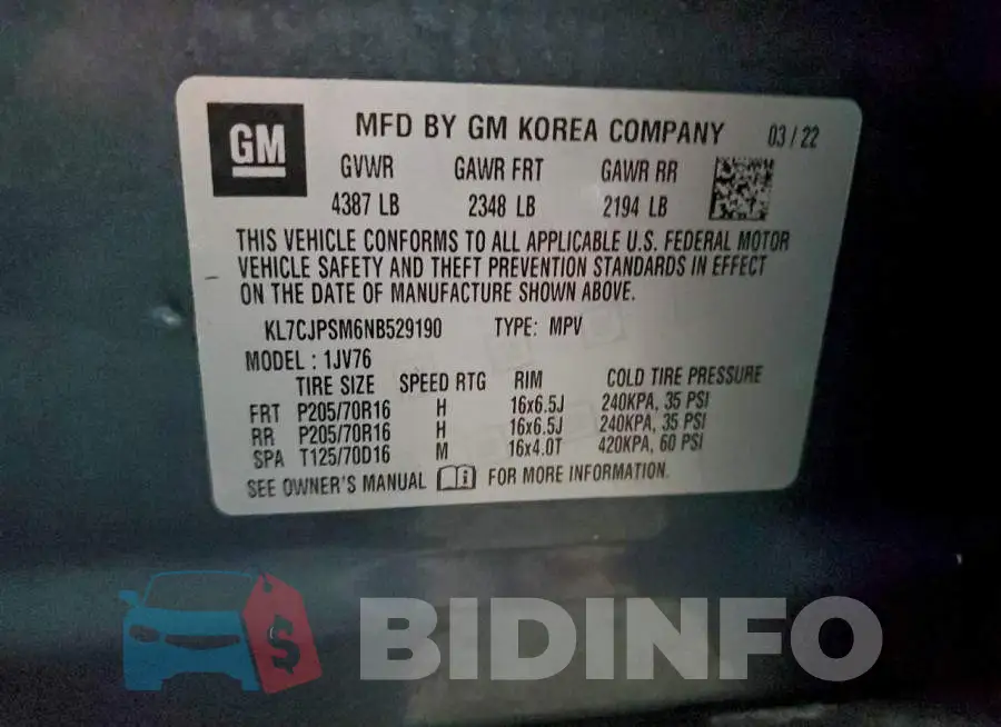 KL7CJPSM6NB529190 Photo# 13