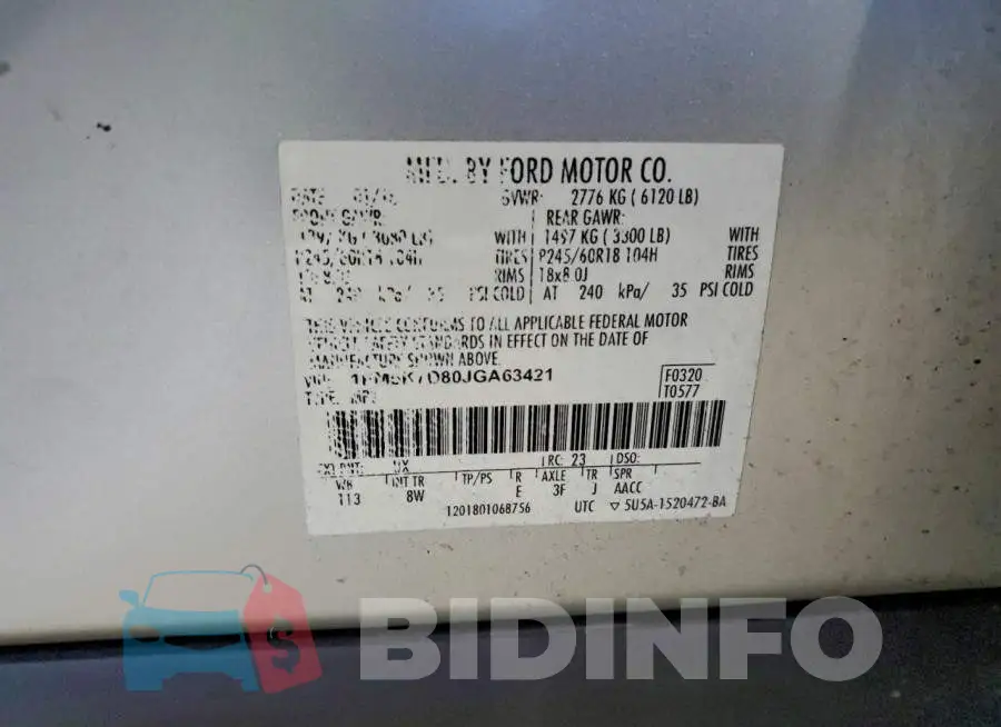1FM5K7D80JGA63421 Photo# 13
