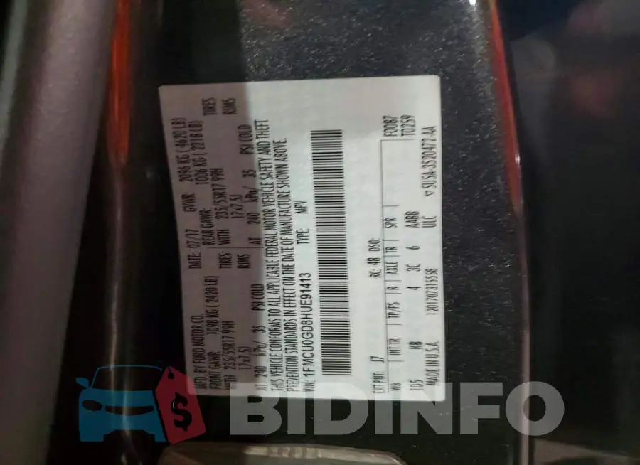 1FMCU0GD8HUE91413 Photo# 13