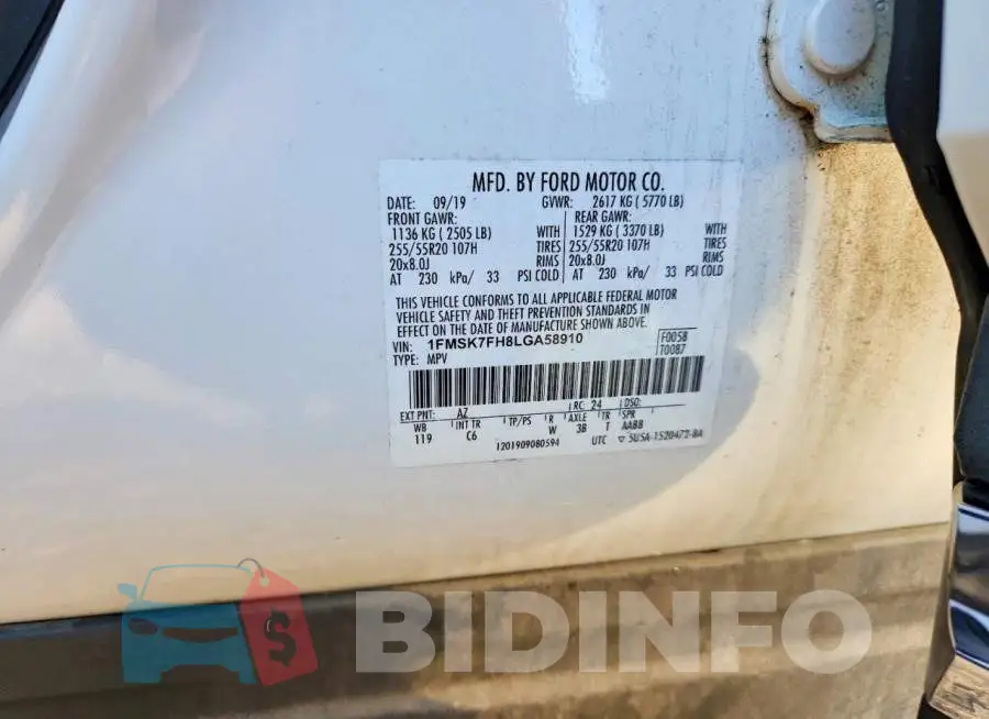 1FMSK7FH8LGA58910 Photo# 13