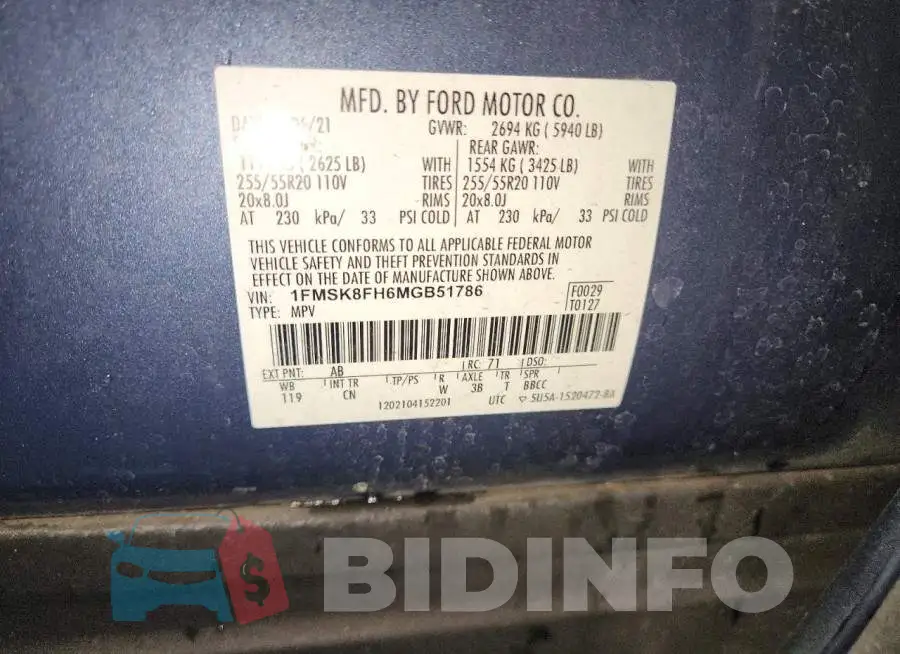 1FMSK8FH6MGB51786 Photo# 13