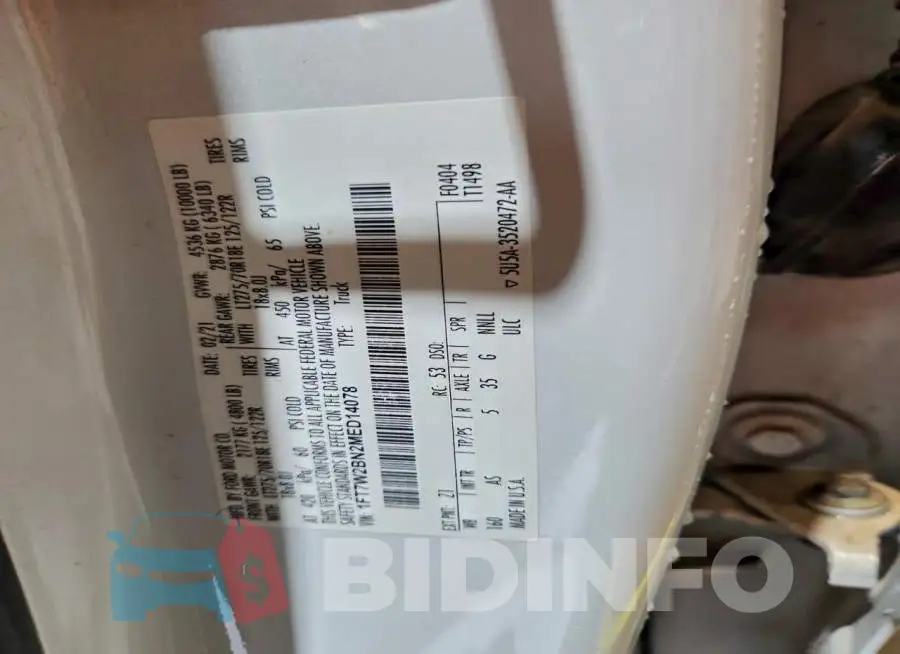 1FT7W2BN2MED14078 Photo# 13