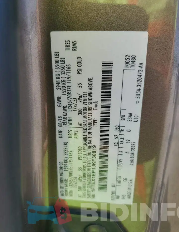 1FTEX1EP1JKF30819 Photo# 12