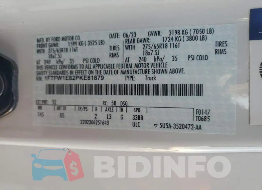 1FTFW1E82PKE81879 Photo# 12