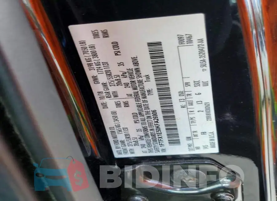1FTFX1E50KFA26906 Photo# 12