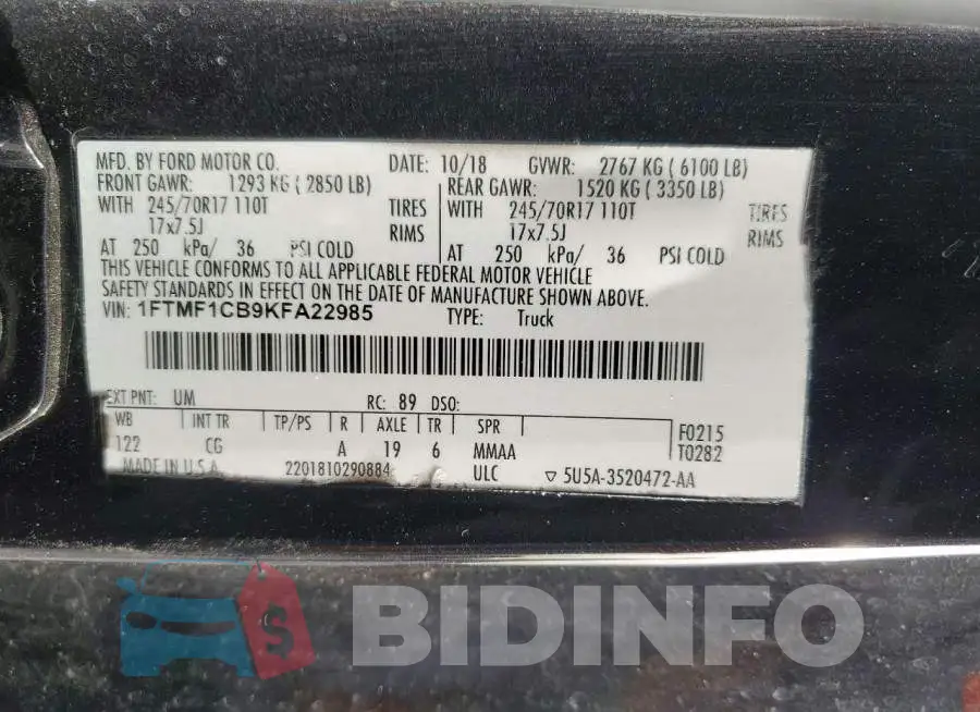 1FTMF1CB9KFA22985 Photo# 12