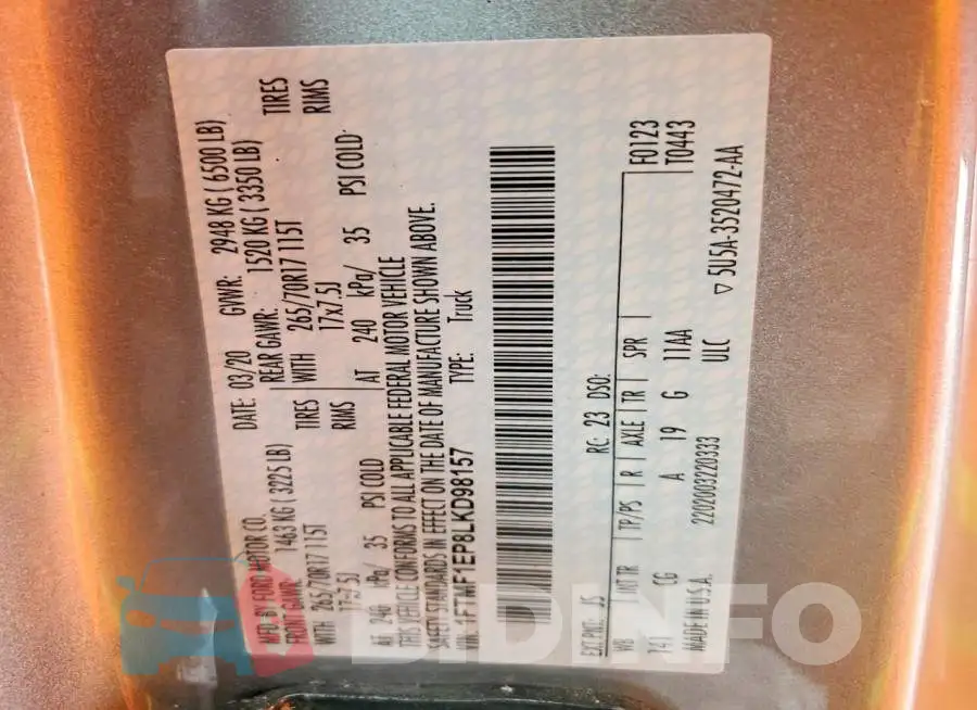 1FTMF1EP8LKD98157 Photo# 12
