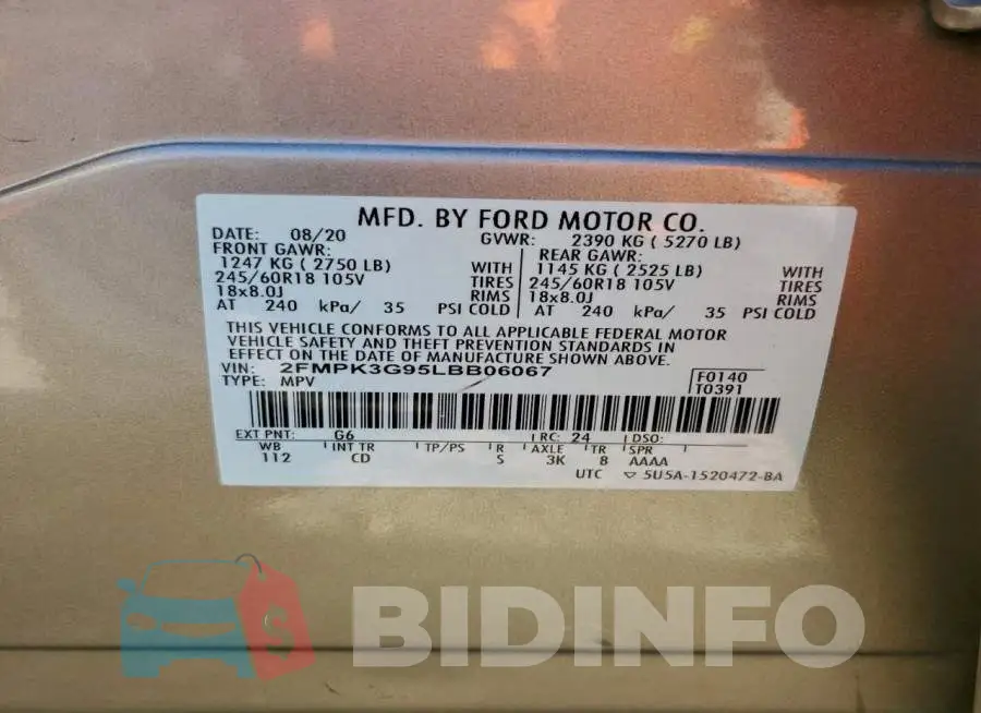 2FMPK3G95LBB06067 Photo# 13