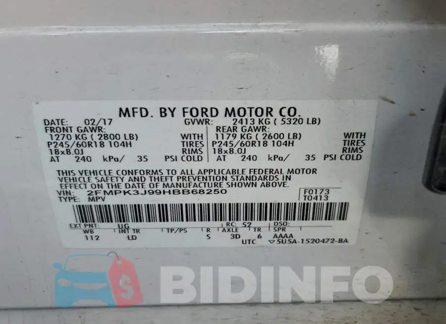2FMPK3J99HBB68250 Photo# 13