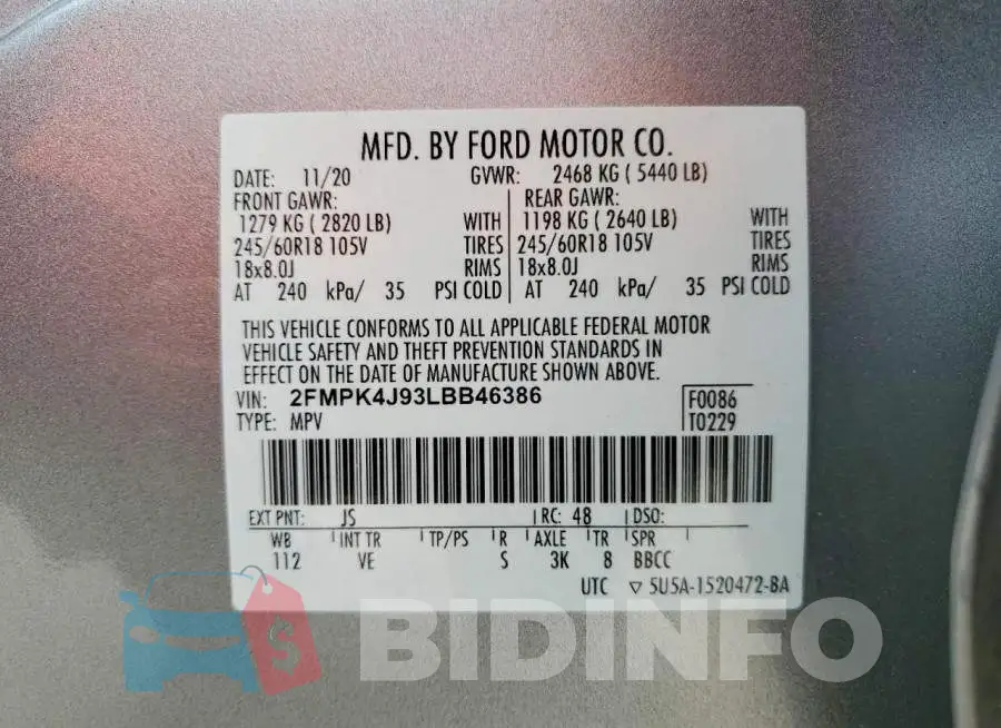 2FMPK4J93LBB46386 Photo# 13