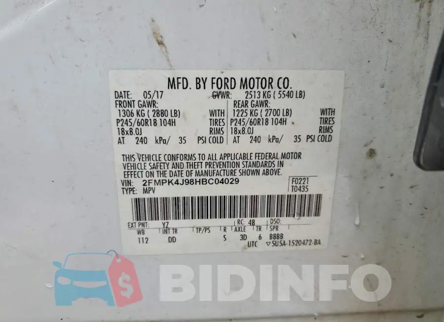 2FMPK4J98HBC04029 Photo# 13