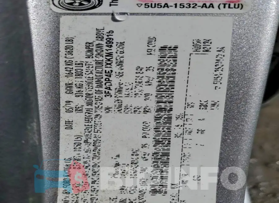 3FADP4EJXKM149916 Photo# 14