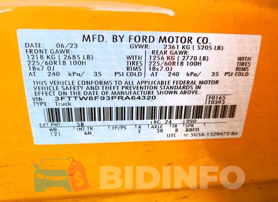3FTTW8F93PRA64320 Photo# 13
