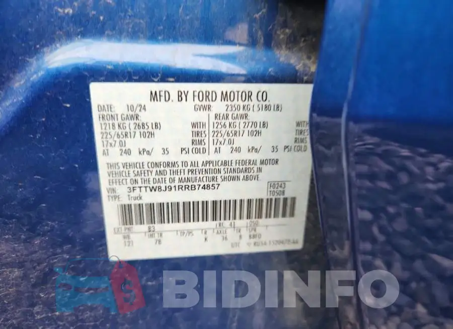 3FTTW8J91RRB74857 Photo# 12