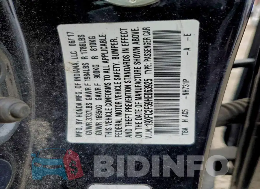 19XFC2F59HE063925 Photo# 13
