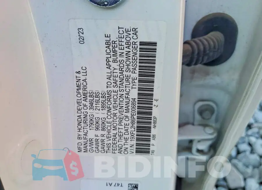 19XFL2H86PE006894 Photo# 12