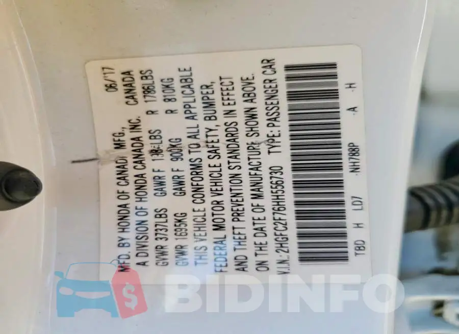 2HGFC2F76HH556730 Photo# 12