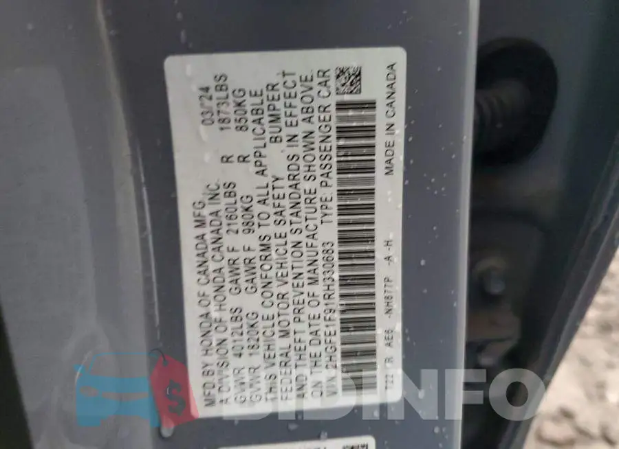 2HGFE1F91RH330683 Photo# 12