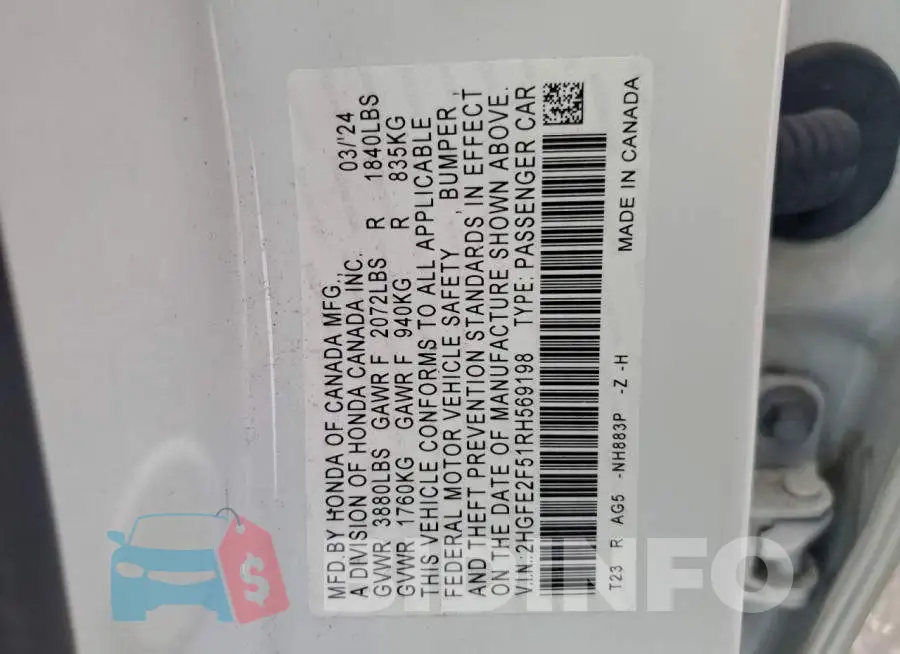 2HGFE2F51RH569198 Photo# 12
