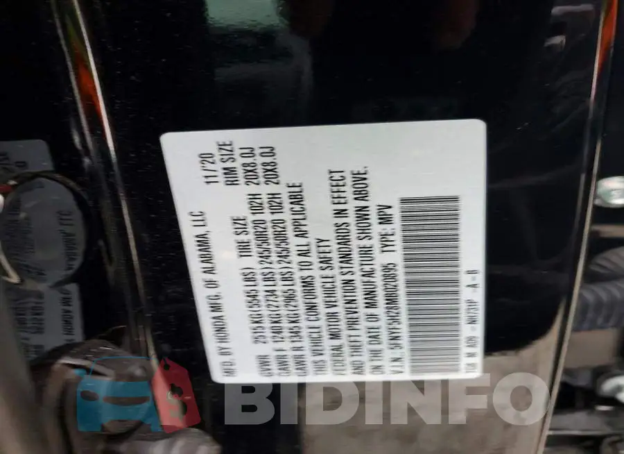 5FNYF5H28MB020895 Photo# 13