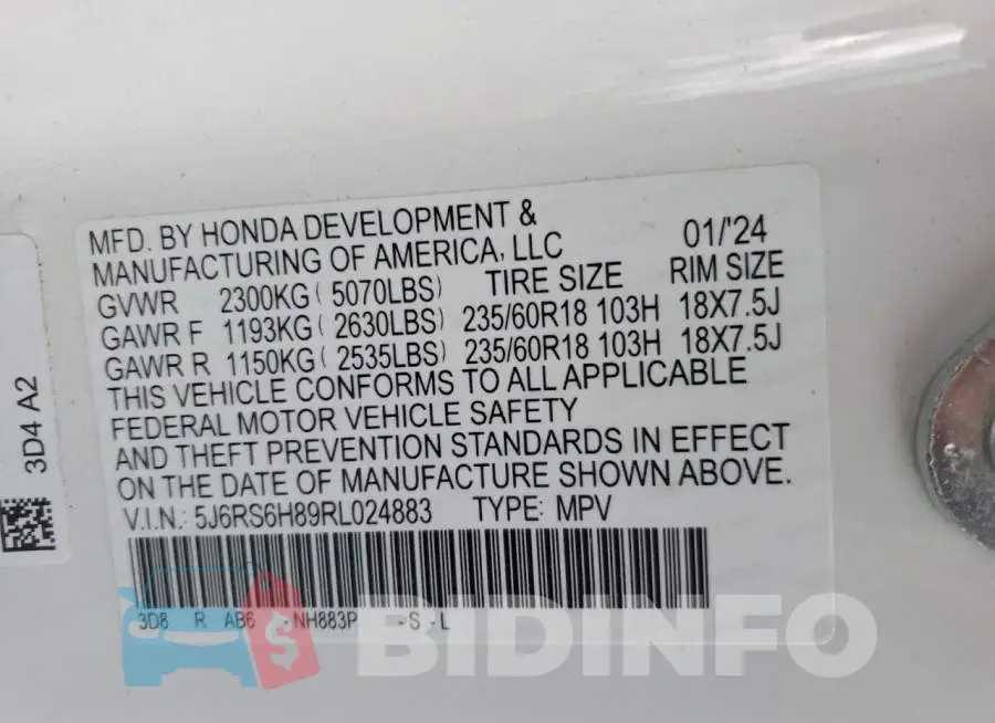 5J6RS6H89RL024883 Photo# 13