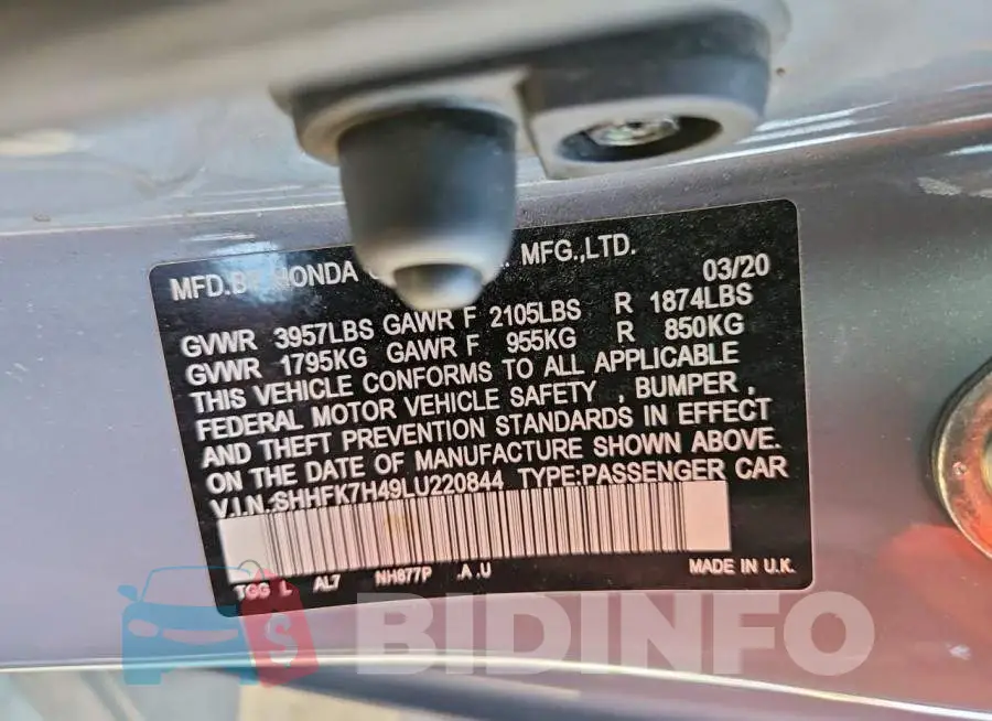 SHHFK7H49LU220844 Photo# 13