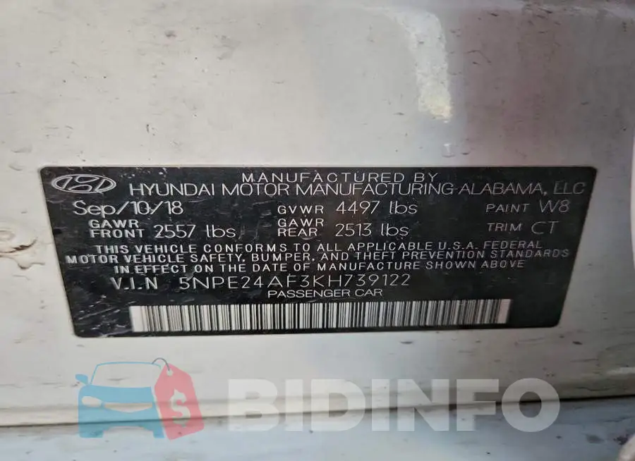 5NPE24AF3KH739122 Photo# 12