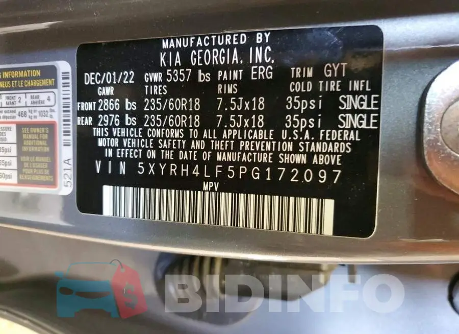 5XYRH4LF5PG172097 Photo# 14