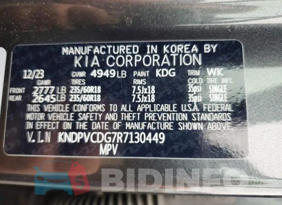 KNDPVCDG7R7130449 Photo# 13