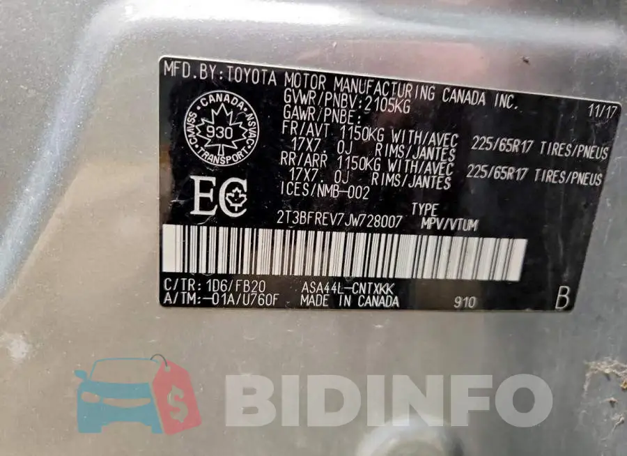 2T3BFREV7JW728007 Photo# 14