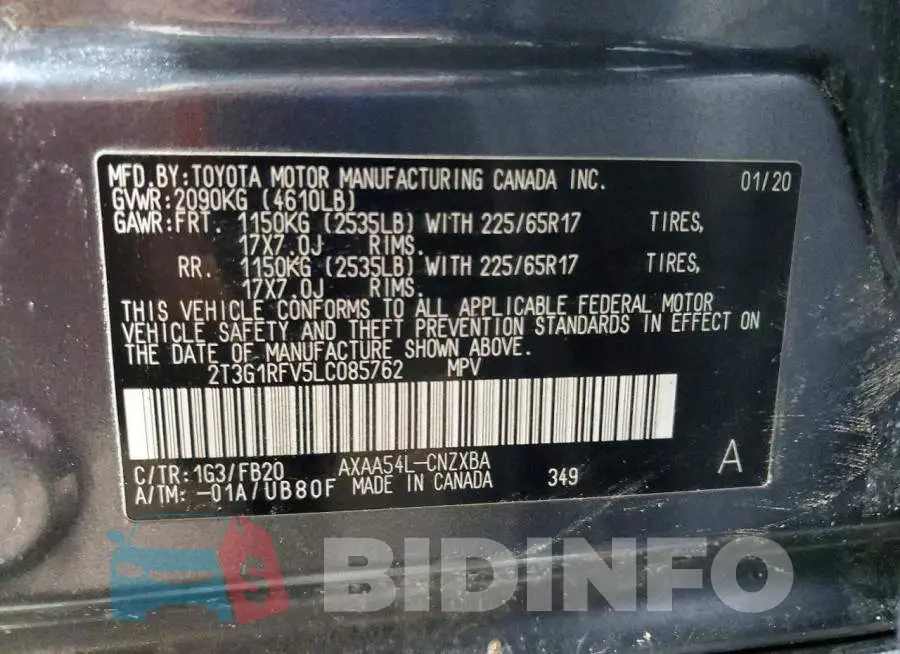 2T3G1RFV5LC085762 Photo# 14