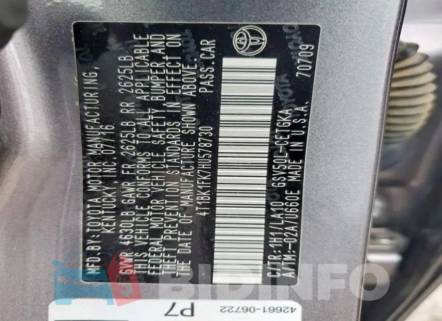 4T1BK1FK7HU578730 Photo# 13