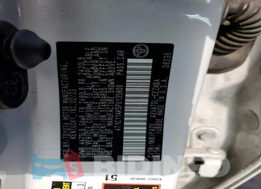 4T1C11AK5PU135800 Photo# 12